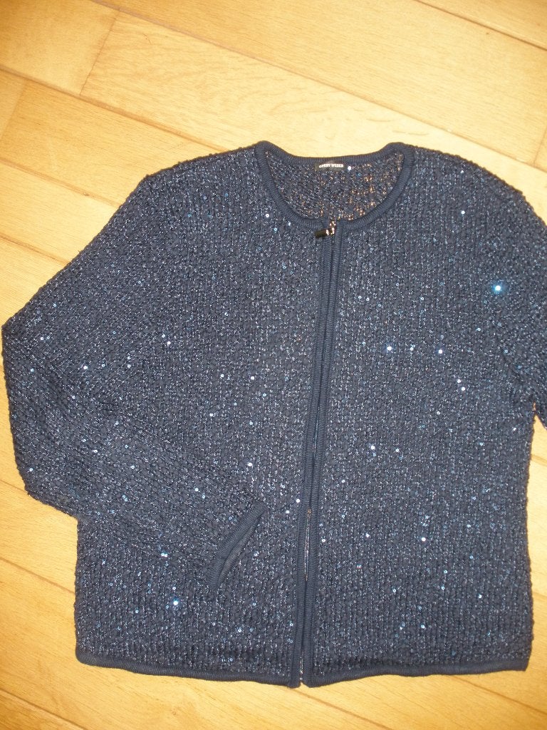 GERRY WEBER vest donker blauw met pailletten maat M, Maat 38/40 (M), Blauw, Ophalen of Verzenden, Zo goed als nieuw
