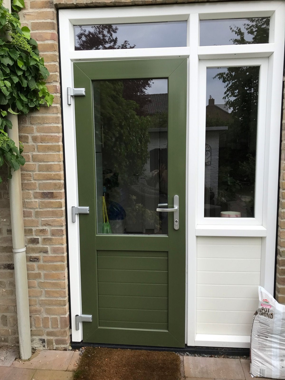 Kunststof Buitendeur met Glas en Zijpaneel, Ophalen, Kunststof, Gebruikt, Buitendeur