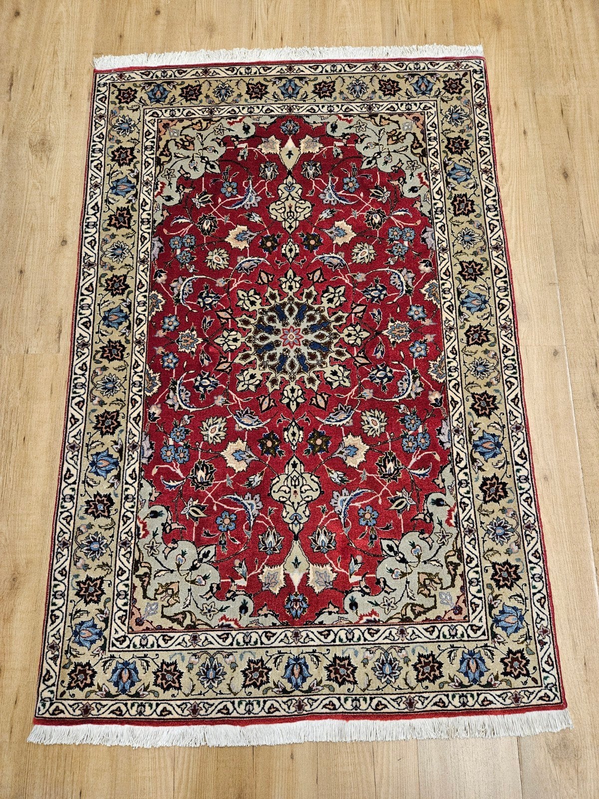 Vintage handgeknoopt perzisch tapijt tabriz 50raj 164x103, Info@SlatsAntiek.nl, Tweedehands, 100 tot 150 cm, Perzisch
