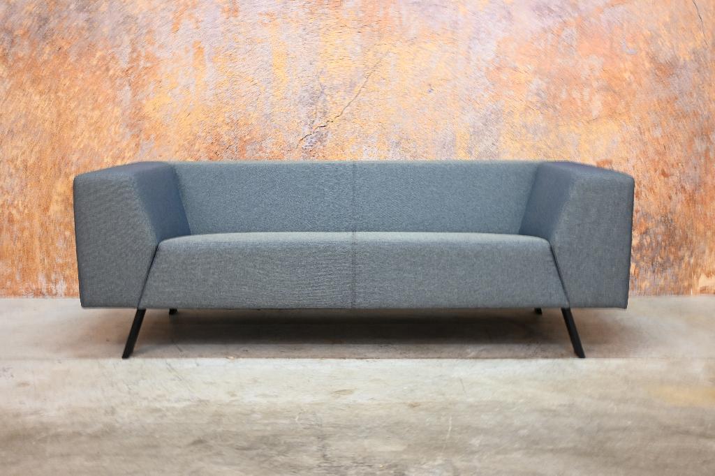 ZGANieuw fraaie grijze stoffen Gispen Sett design bank, Gipsen, 150 tot 200 cm, Gipsen, 75 tot 100 cm