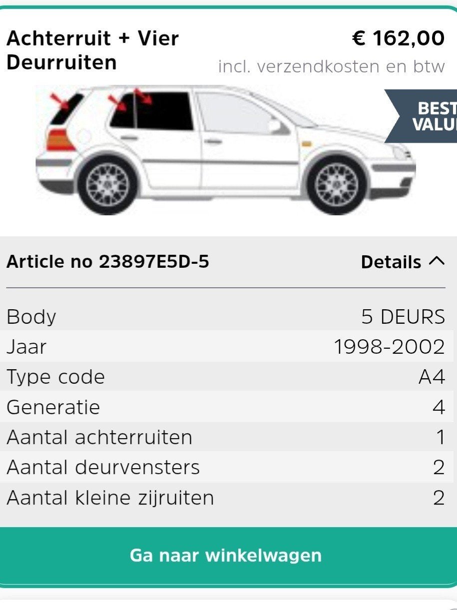 Solarplexius blindering Golf 4 5-deurs (zgan), Ophalen of Verzenden, Nieuw, Volkswagen
