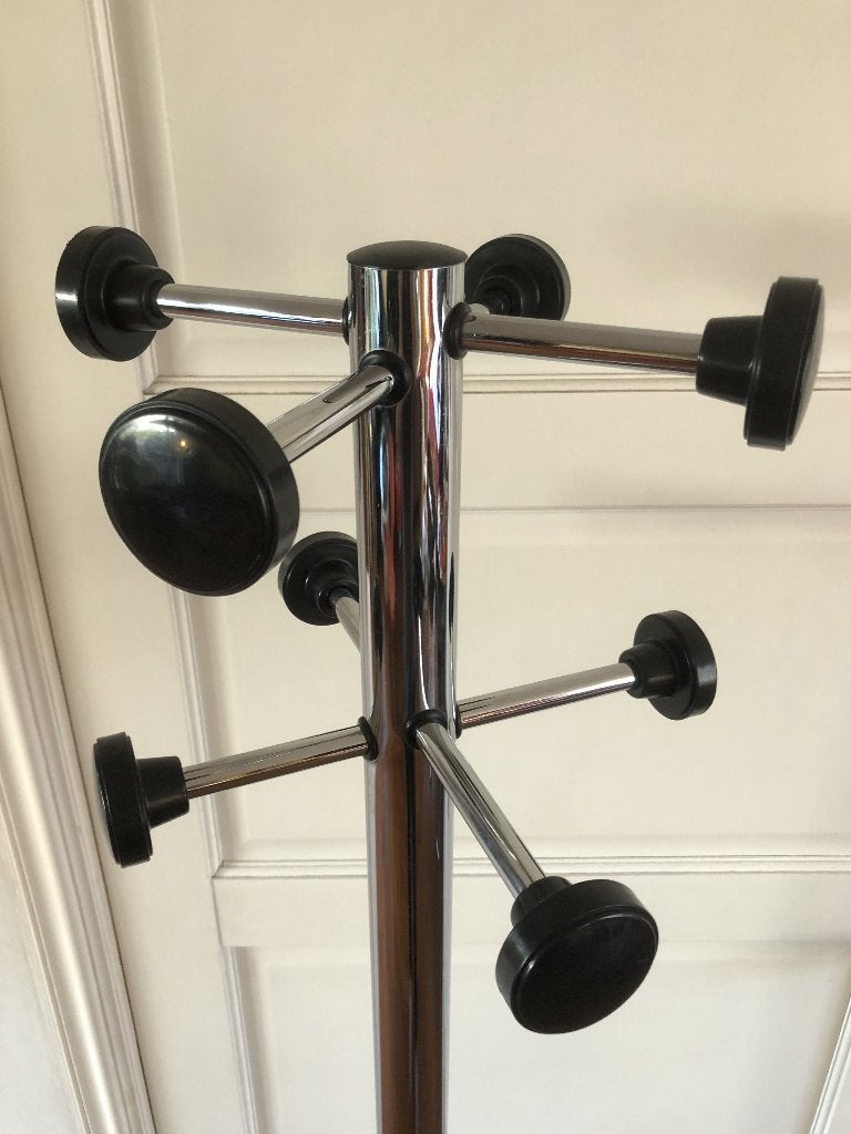 Staande chromen vintage kapstok, vintage design, Huis en Inrichting, Woonaccessoires | Kapstokken, Ophalen of Verzenden, Zo goed als nieuw