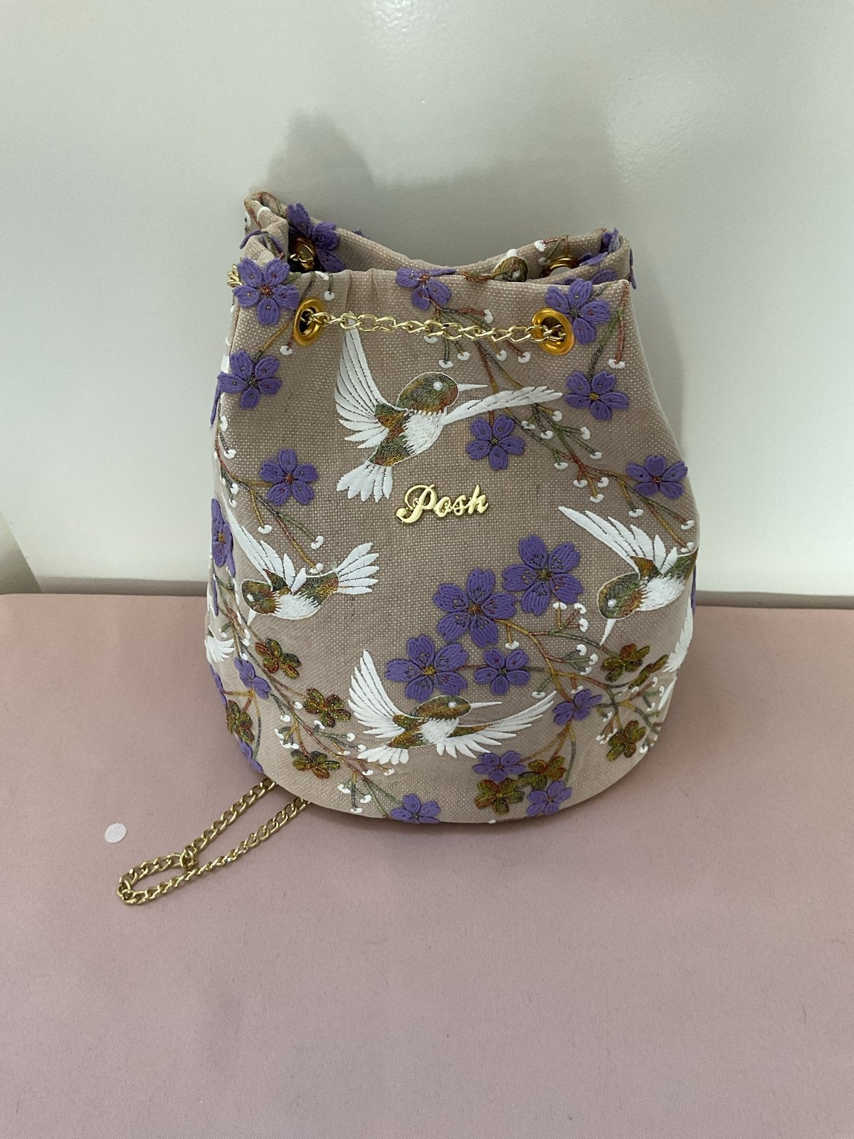 Nieuw Posh Thailand Rugzakje met vogel- en bloemenprint, Ophalen of Verzenden, Nieuw, Beige, Overige typen