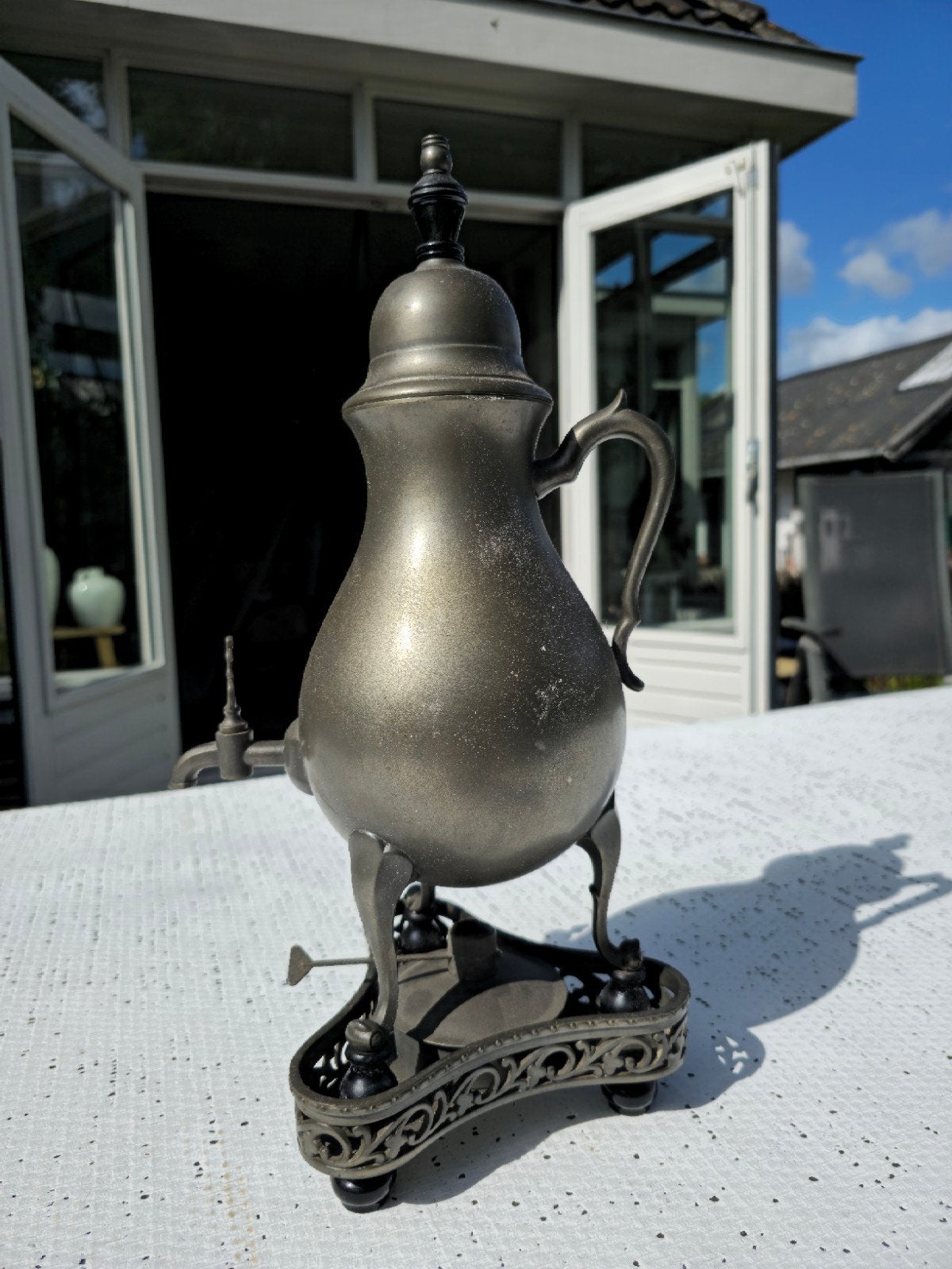 kraantjespot met brander tin, Antiek en Kunst, Ophalen