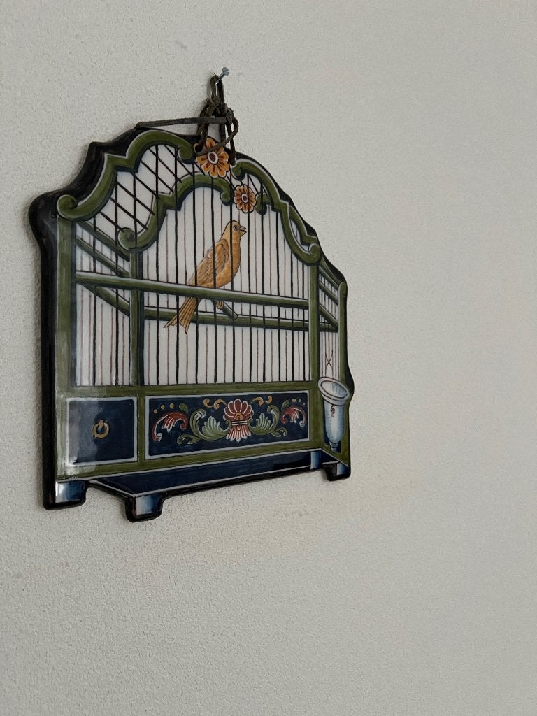Koninklijke Tichelaar Makkum Vogelkooi Wandplaquette, Ophalen