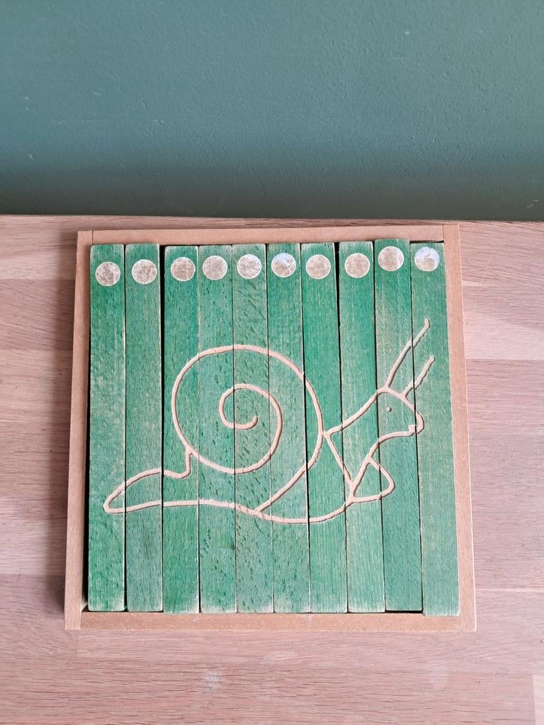 De Groene Merel houten antroposofische puzzel slak schildpad, Ophalen of Verzenden