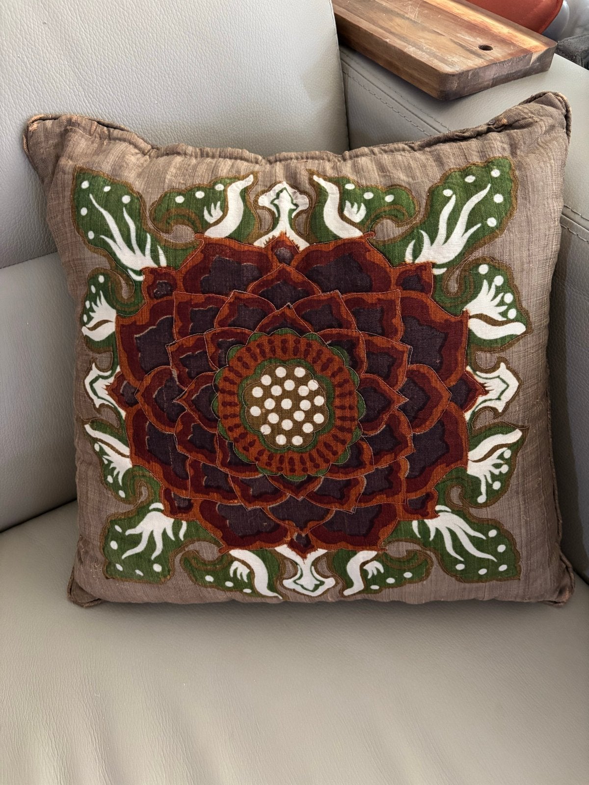 Retro Sierkussen Beige Rood Bloemen boho Print, Overige merken, Gebruikt, Meerkleurig, Met print