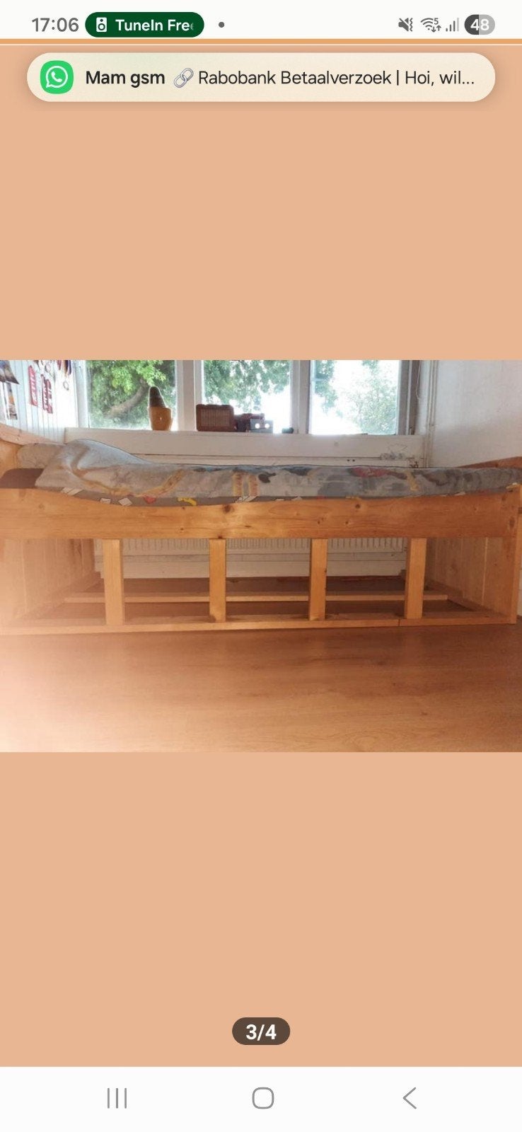 Bed van Steigerhout, Kinderen en Baby's, Kinderkamer | Stapelbedden en Hoogslapers, Ophalen, Zo goed als nieuw