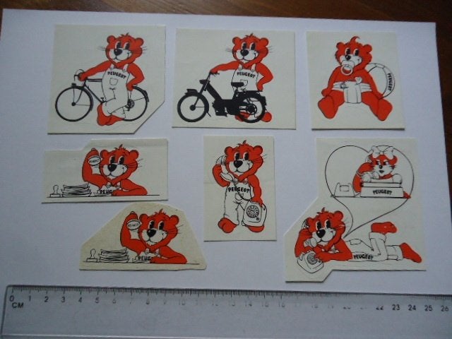 sticker Jaren 70 Peugeot racefiets brommer bromfiets strip, Verzenden, Zo goed als nieuw