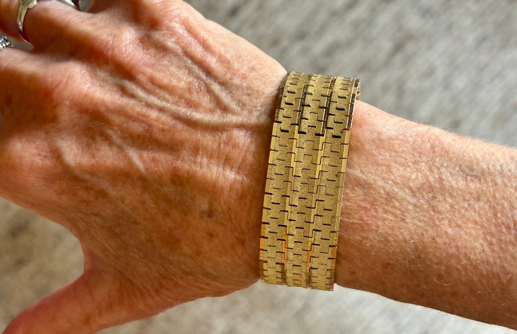 Vintage armband Gold plated Italiaans 60er jaren, Ophalen of Verzenden, Zo goed als nieuw, Goud, Overige materialen