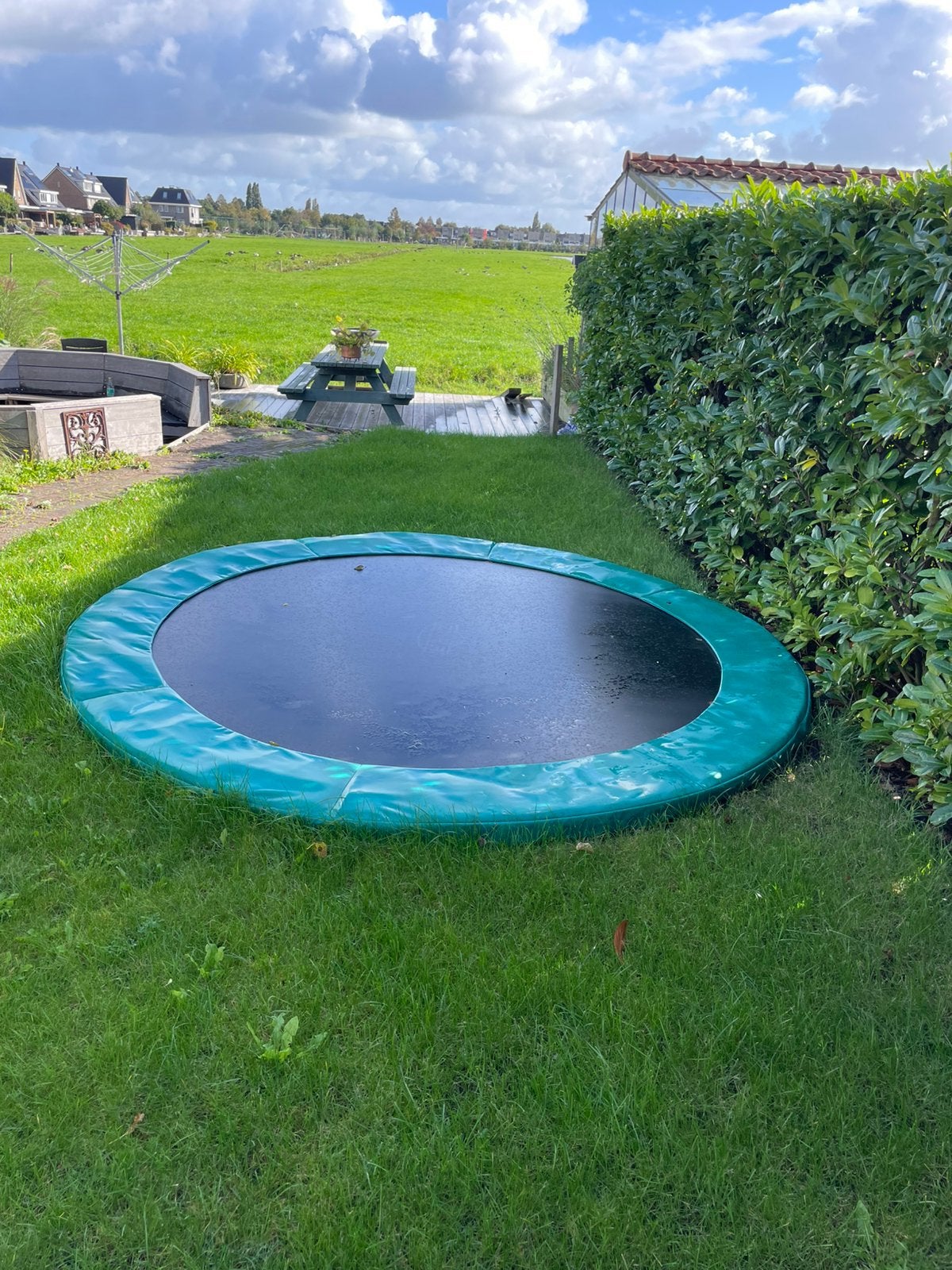 Berg inground 330 zwart-groen met hoes, Ophalen, Gebruikt