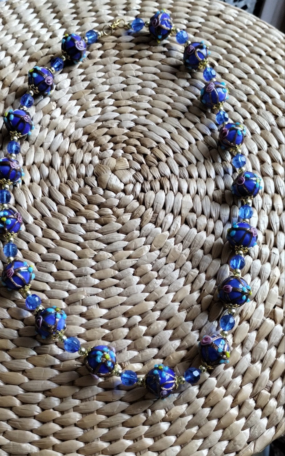 Art Nouveau Art Deco blauwe Italiaanse bruidstaart kunstglas, Ophalen of Verzenden, Zo goed als nieuw, Blauw, Overige materialen