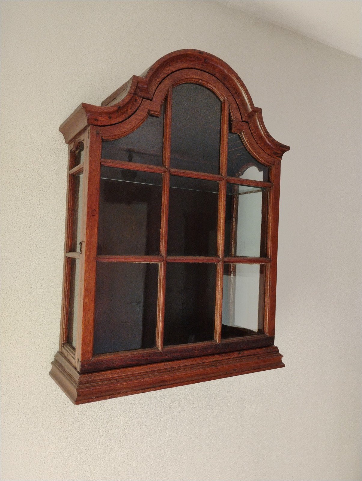 Antieke Vitrinekastje / Wandkastje - Hout met Glas, Huis en Inrichting, Kasten | Vitrinekasten, Ophalen, Glas, Klassiek, Antiek