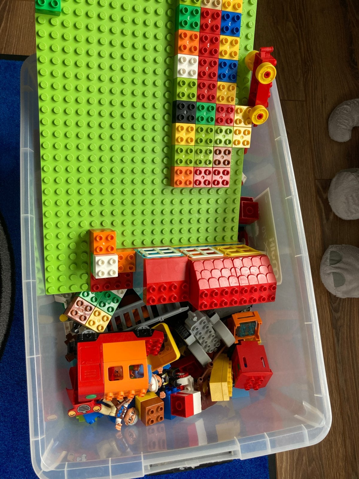 Grote doos met diverse Duplo bouwstenen en grondplaat, Ophalen, Gebruikt, Inclusief extra onderdelen, Duplo
