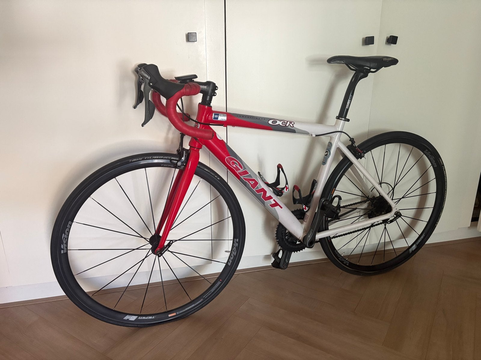 Giant OCR racefiets - Rood/Wit - Goede staat, Ophalen, 28 inch, Gebruikt, Velgrem