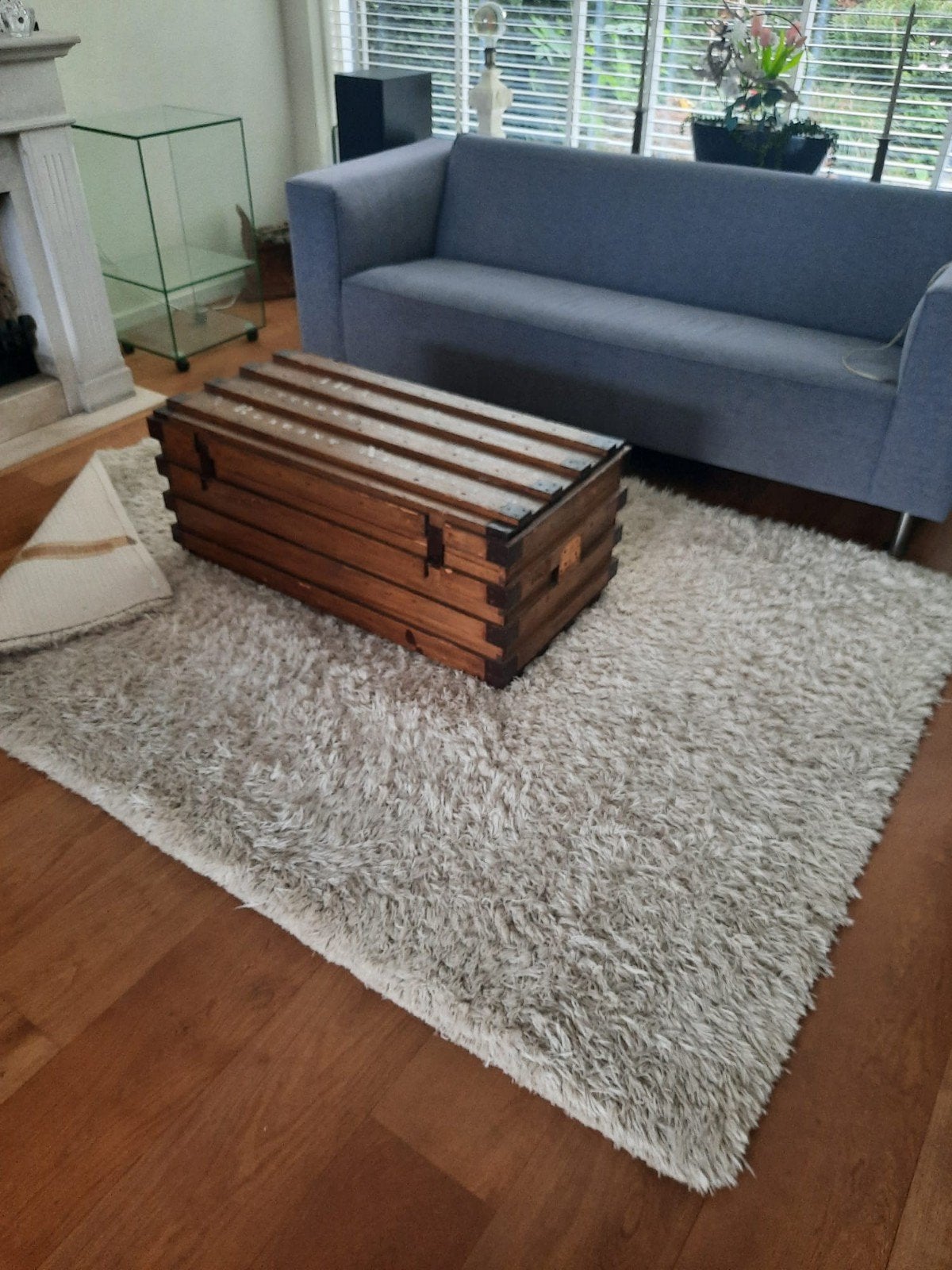 Wollen crèmekleurig/wit vloerkleed, hoogpolig, Ophalen, Modern, Comfortabel, Gebruikt, 150 tot 200 cm