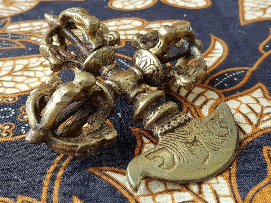 Mooie antieke Oosterse ceremoniële Dorje van brons 10 cm., Ophalen of Verzenden