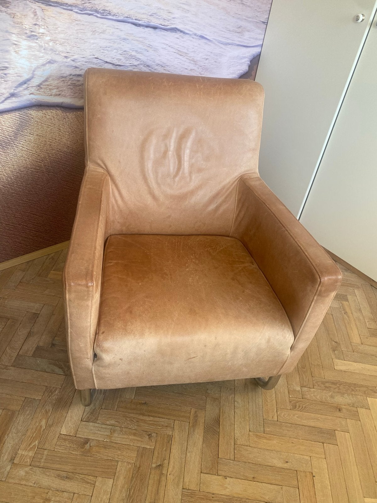 Fauteuil Top Swing leer cognac, Huis en Inrichting, Ophalen, Gebruikt, Minder dan 75 cm, Leer