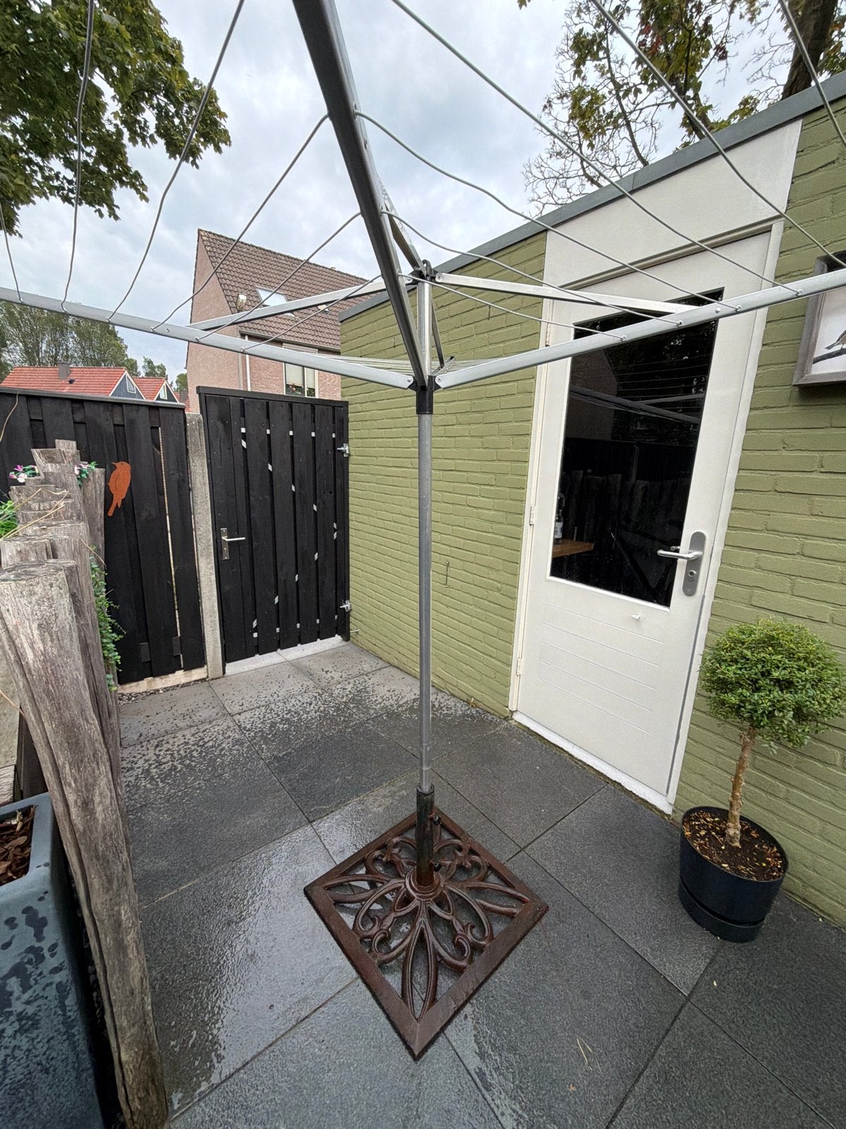 Droogmolen met stevige gietijzeren voet, Tuin en Terras, Ophalen of Verzenden, Gebruikt, Droogmolen