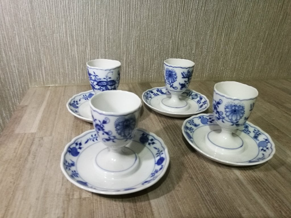 4 x Meissen Porcelain Blue Onion Egg Cups 1924, Ophalen of Verzenden