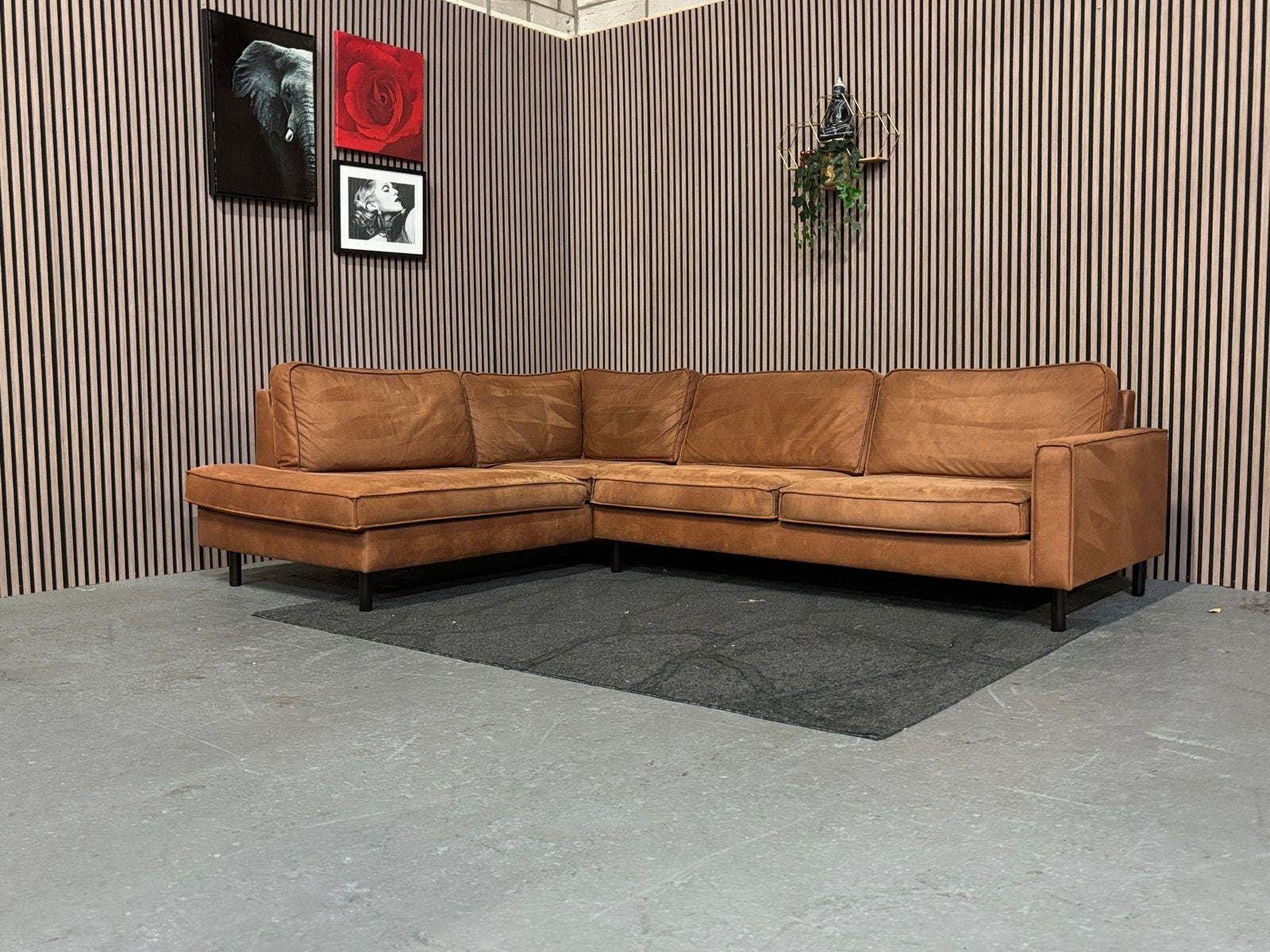 GRATIS LEVERING Hoekbank Cognac 290x215 GEREINIGD, Huis en Inrichting, 250 tot 300 cm, Hoekbank, Kunststof, Ophalen of Verzenden