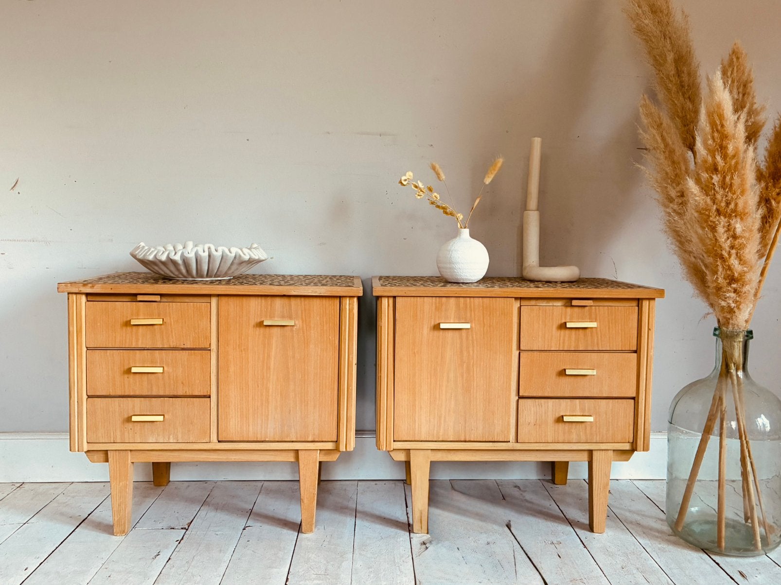 Vintage retro dressoir nachtkastjes set mid century, Ophalen, Gebruikt, Minder dan 45 cm