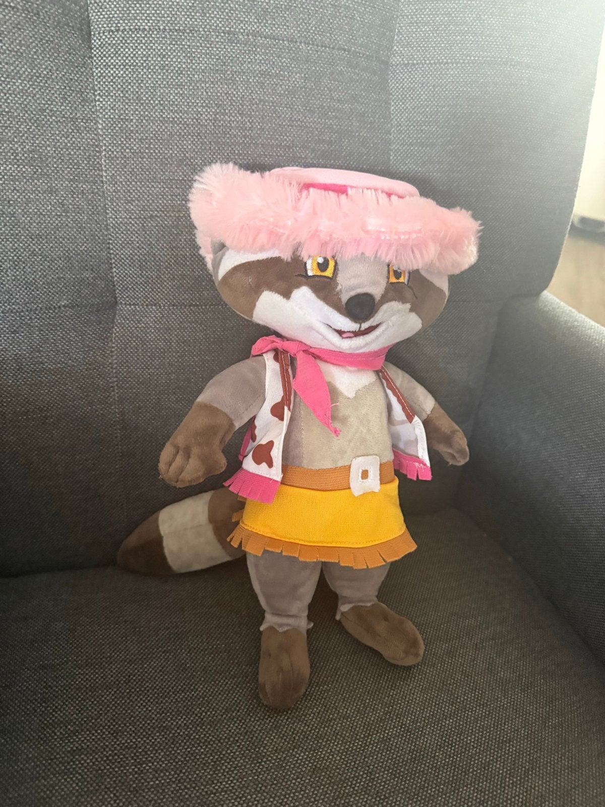 Knuffel Wasbeer met roze hoed en sjaal, Overige merken, Overige karakters, Overige typen, Ophalen of Verzenden