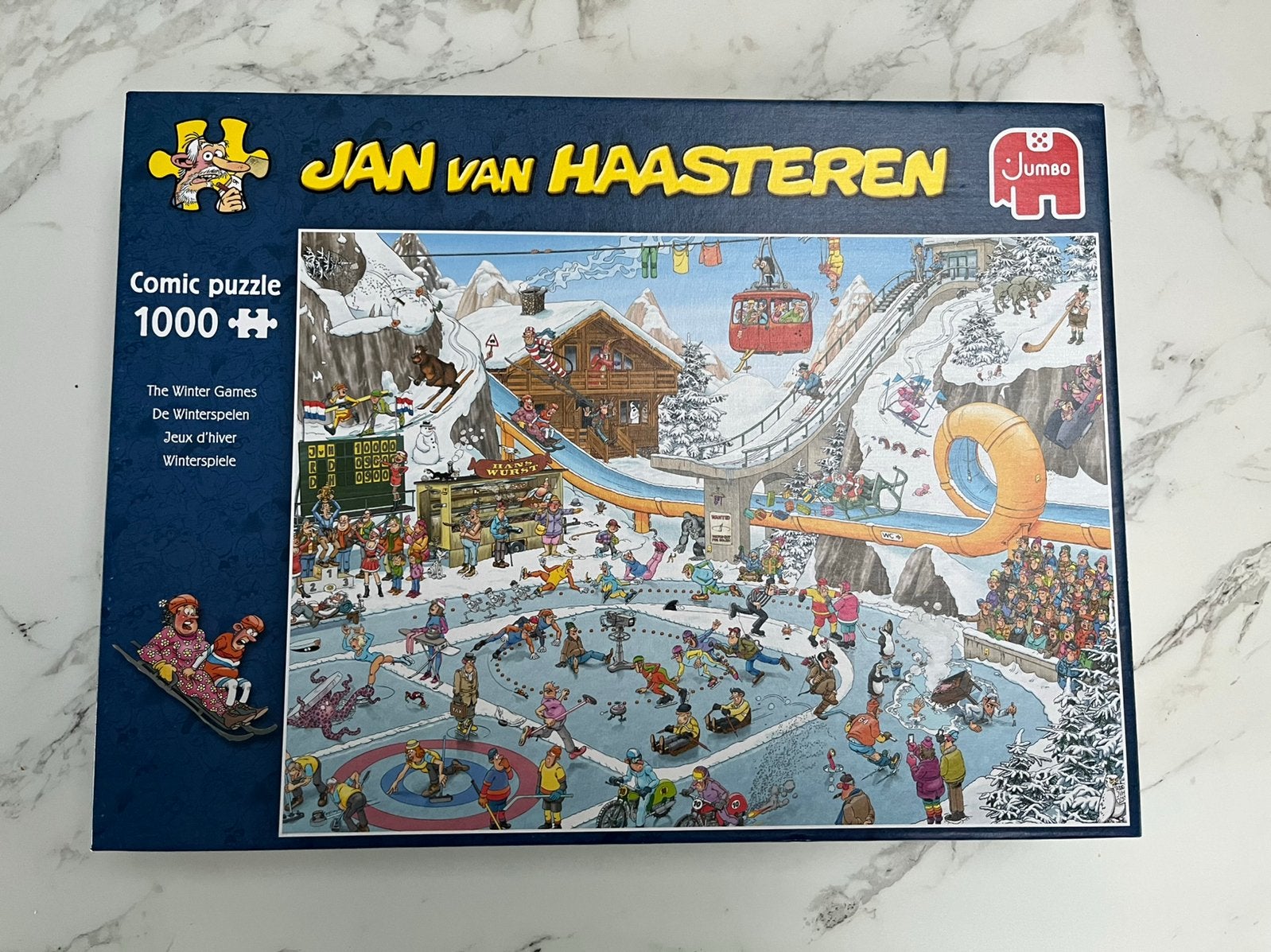 Puzzel Jan van Haasteren 1000 - Winter Games/Winterspelen, Ophalen, 500 t/m 1500 stukjes, Zo goed als nieuw