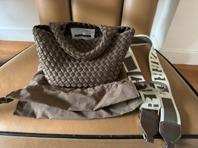 Nieuw: Marrea tasje (neopreen) met stoffen schouderband, Ophalen of Verzenden, Nieuw, Bruin, Schoudertasje