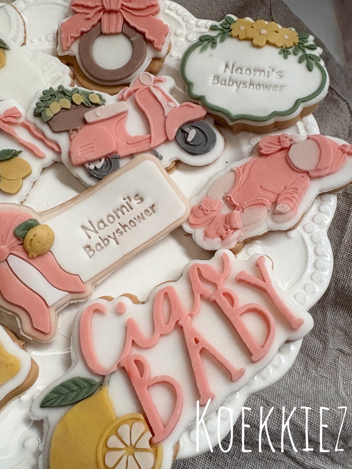 Babyshower/ geboorte fondant  koekjes  geoersonaliseerd, Ophalen of Verzenden, Nieuw, Versiering, Geboorte of Huwelijk