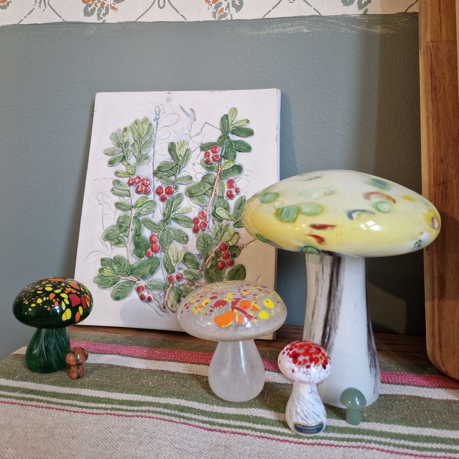 Paddestoelen Glas Herfsttafel Seizoenstafel Zweeds, Ophalen of Verzenden