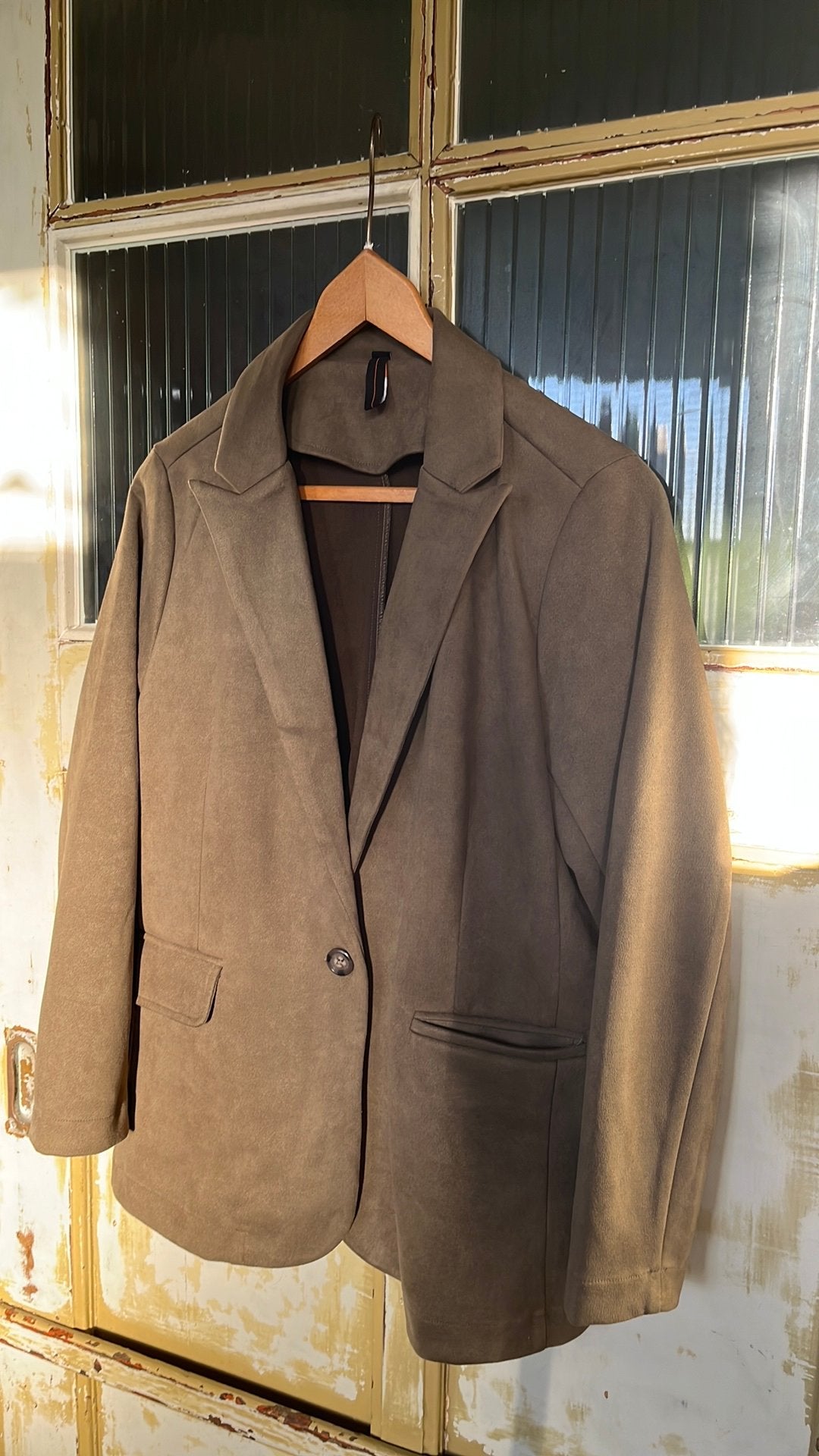 Colbert jasje NED suede look taupe mt 48, Ophalen of Verzenden, Zo goed als nieuw, Bruin, Jasje of Colbert