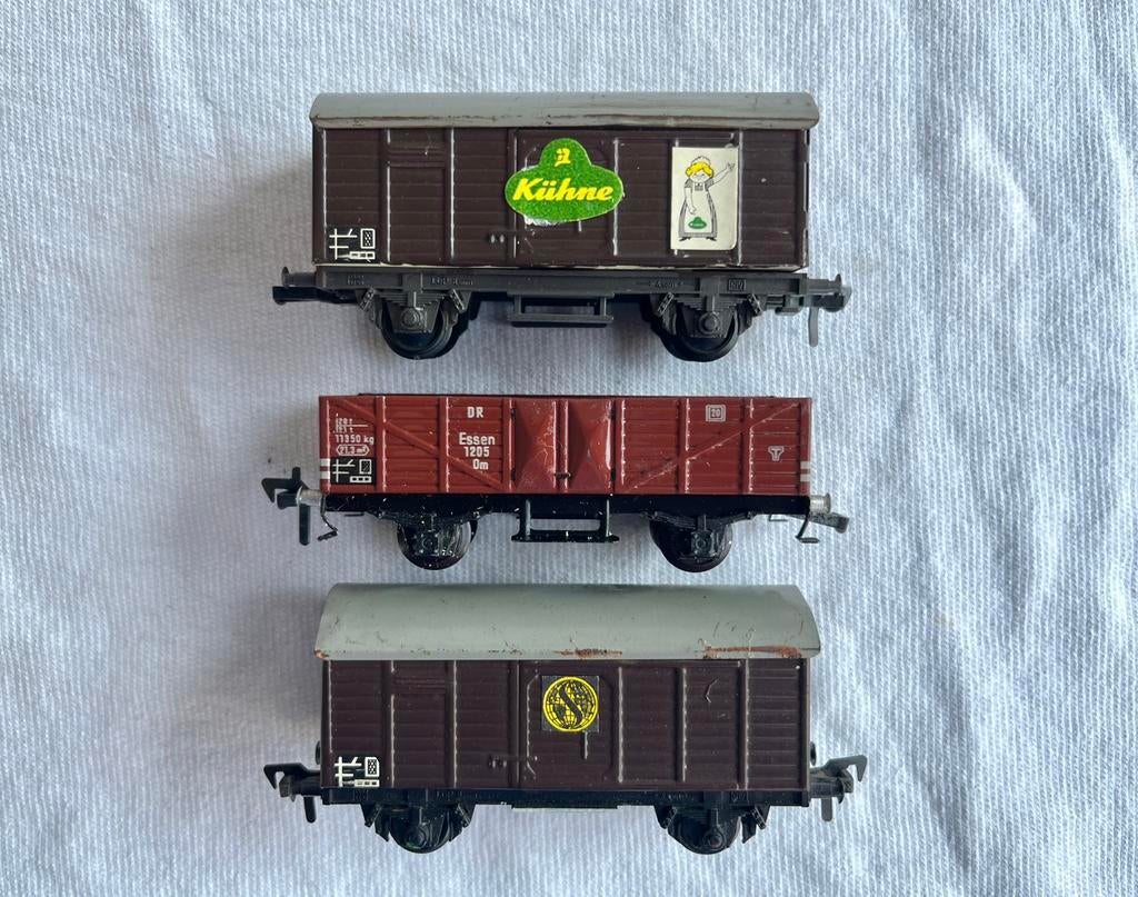 3x Fleischmann wagons (blik), Gebruikt, Gelijkstroom, Fleischmann, Wagon