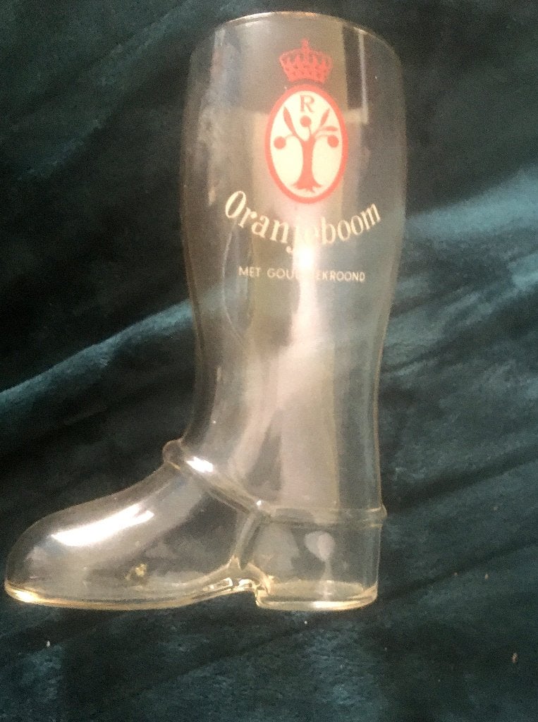 bierglas ORANJEBOOM in de vorm van een LAARS, jaren 50; ca., Antiek en Kunst, Ophalen of Verzenden