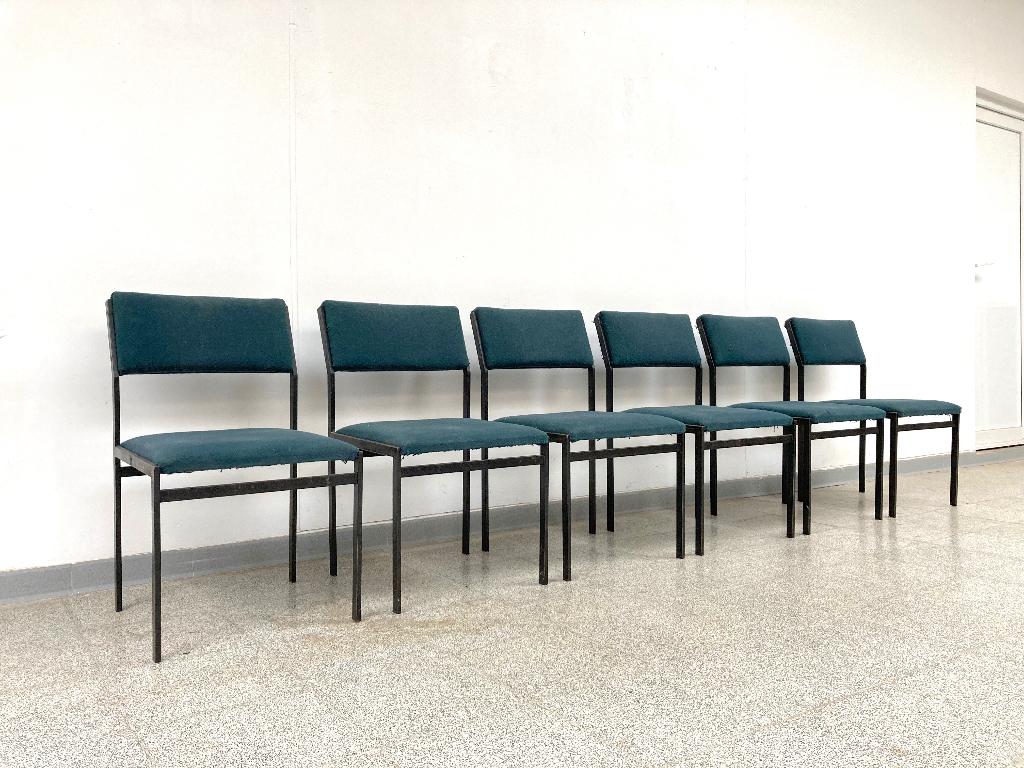 6 Vintage design eetkamerstoelen Cees Braakman voor Pastoe, Ophalen, Blauw, Vijf, Zes of meer stoelen, Overige materialen