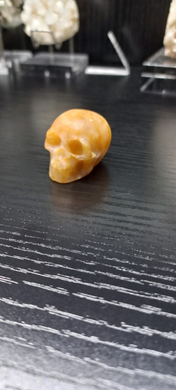 Limoniet in kwarts skull, Ophalen of Verzenden, Mineraal