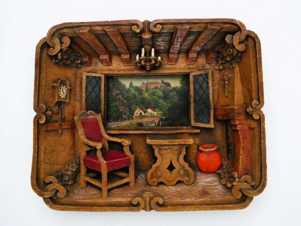 Diorama wanddecoratie berghut huiskamer met kaart Arboranda, Ophalen of Verzenden