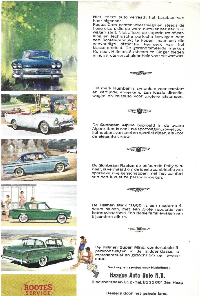 Humber Sunbeam Hillman Roots leaflet folder (RO01), Ophalen of Verzenden, Zo goed als nieuw, Overige merken