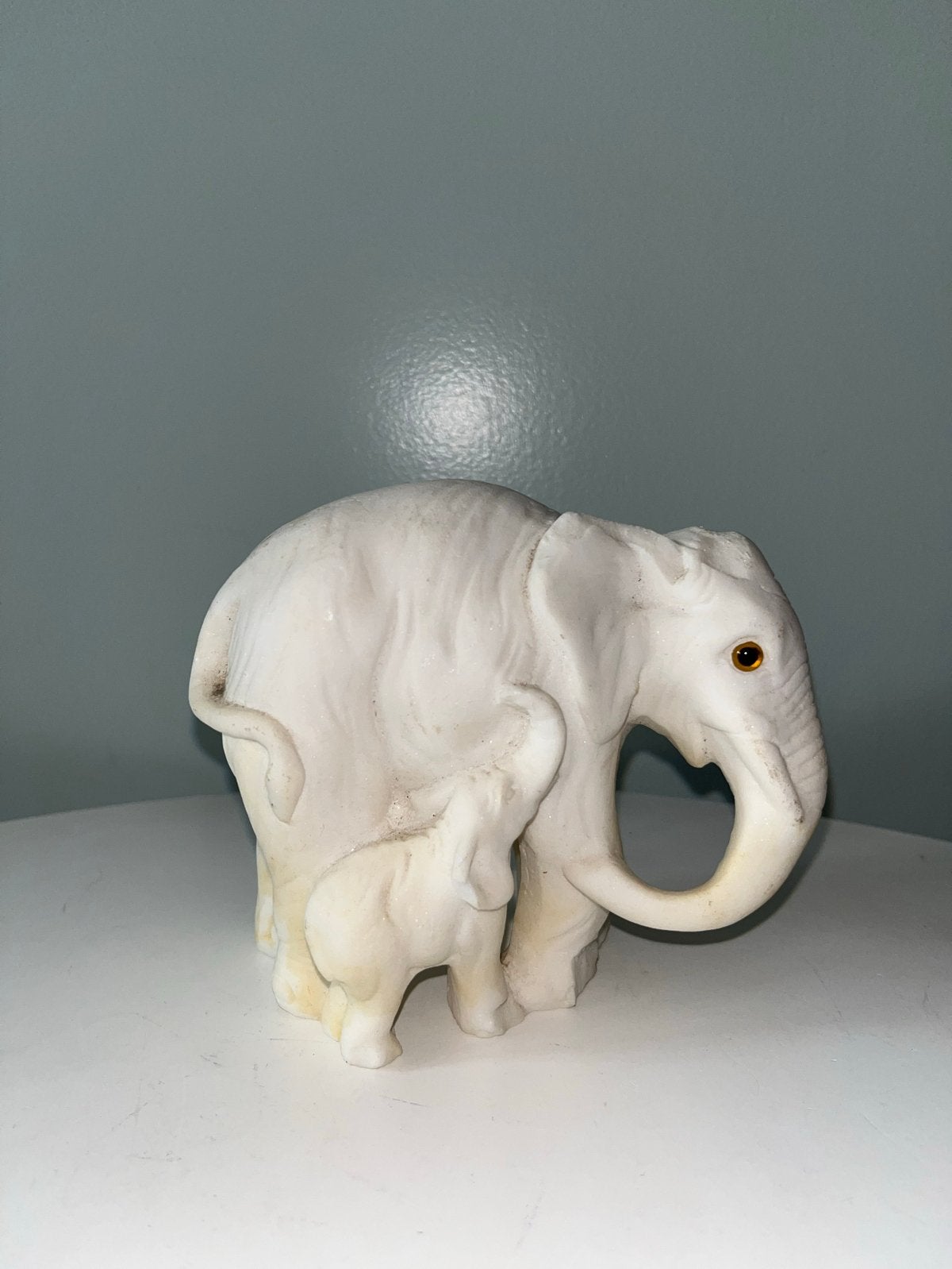 Witte olifant met kalf beeld, Verzamelen, Beelden en Beeldjes, Ophalen of Verzenden, Gebruikt, Dier