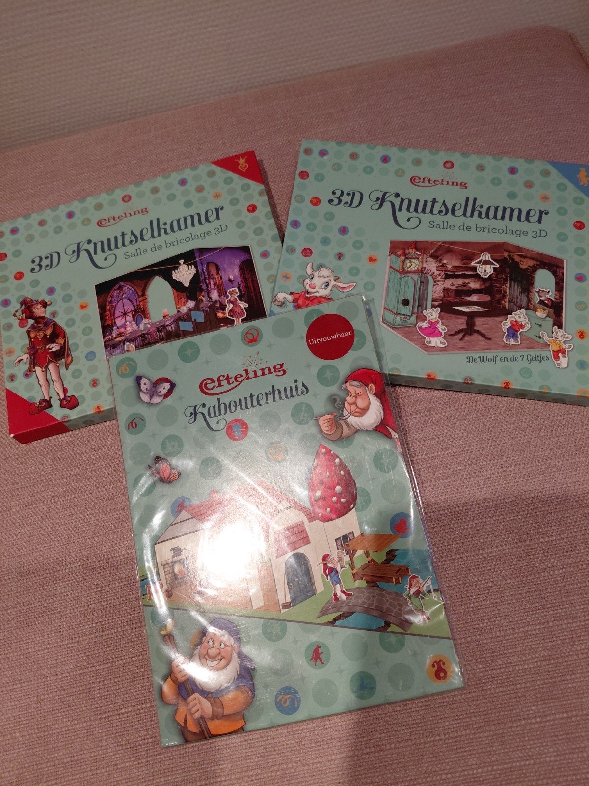 3 Efteling Knutselsets: 3D Knutselkamer & Kabouterhuis, Fantasie, Nieuw, Meerkleurig, Ophalen of Verzenden