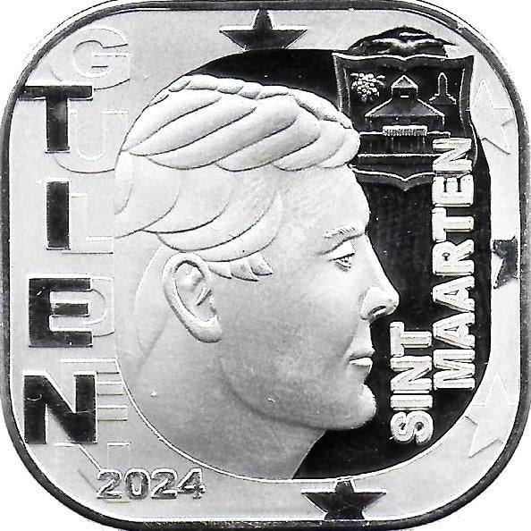 Sint Maarten 10 Gulden 2024, fantasiemunt, Ophalen of Verzenden, Koningin Beatrix, 10 gulden, Losse munt