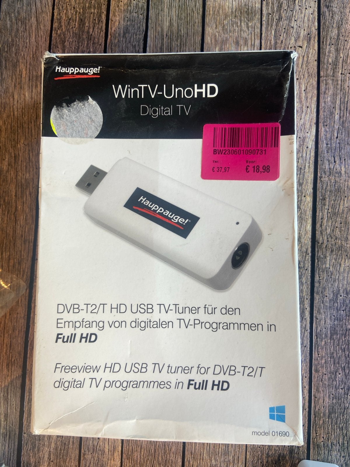 Hauppauge WinTV-UnoHD DVB-T2/T USB TV-Tuner Full HD, Ophalen of Verzenden, Zo goed als nieuw, Full HD (1080p), Overige merken
