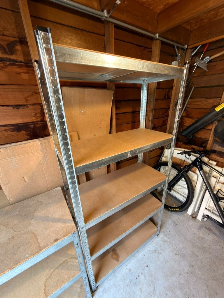 Metalen stellingkast met houten planken 90x40x180 cm, Ophalen, Gebruikt