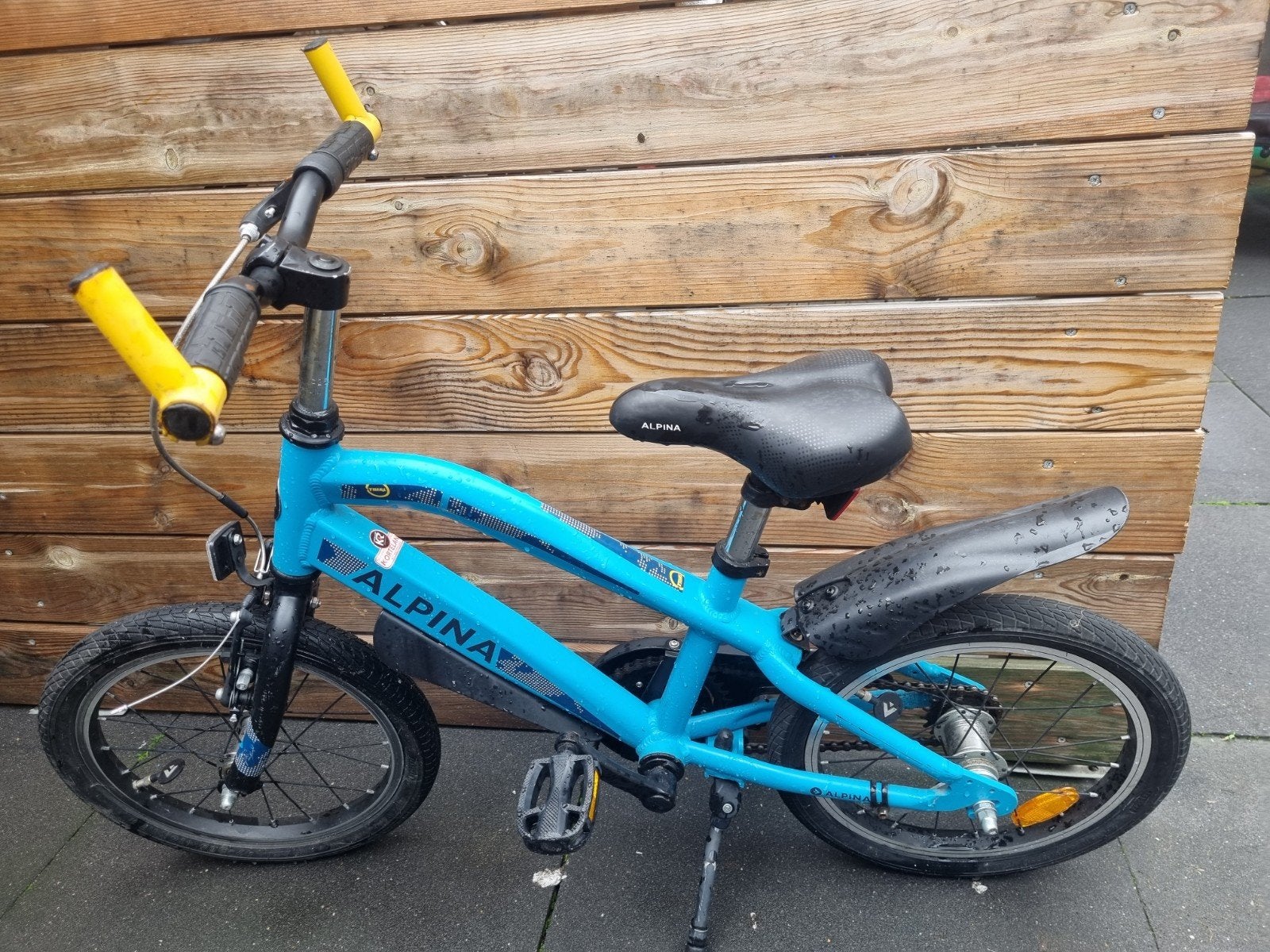 Alpina kinderfiets 16 inch - Blauw (setje universele zijwiel, Ophalen, Velgrem, Alpina, 16 tot 20 inch