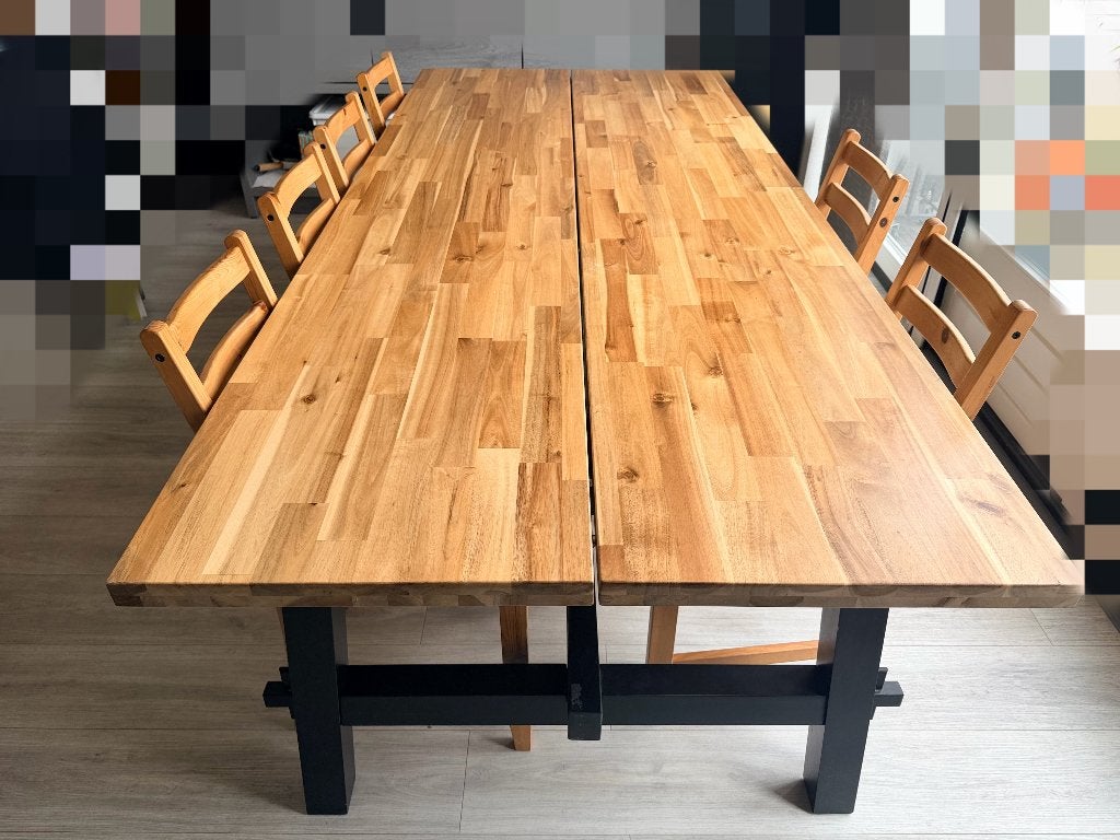 IKEA SKOGSTA dining table, Ophalen, Gebruikt, 200 cm of meer, 50 tot 100 cm