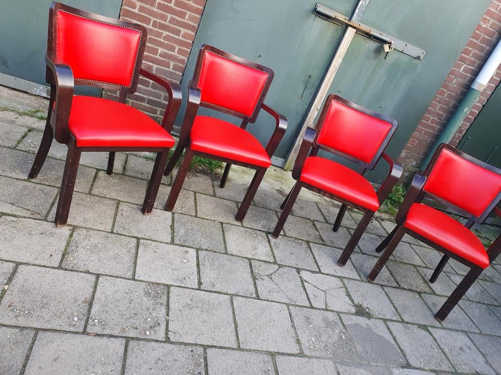 4 Seventies stoelen, Huis en Inrichting, Gebruikt, Seventies, Vier, Rood