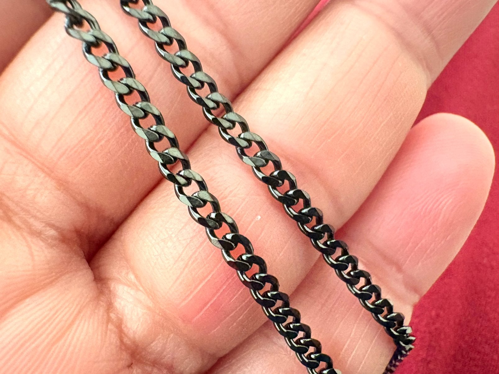 Zwarte ketting 55cm lang stalen ketting DJ, Ophalen of Verzenden, Nieuw, Zwart, Overige materialen