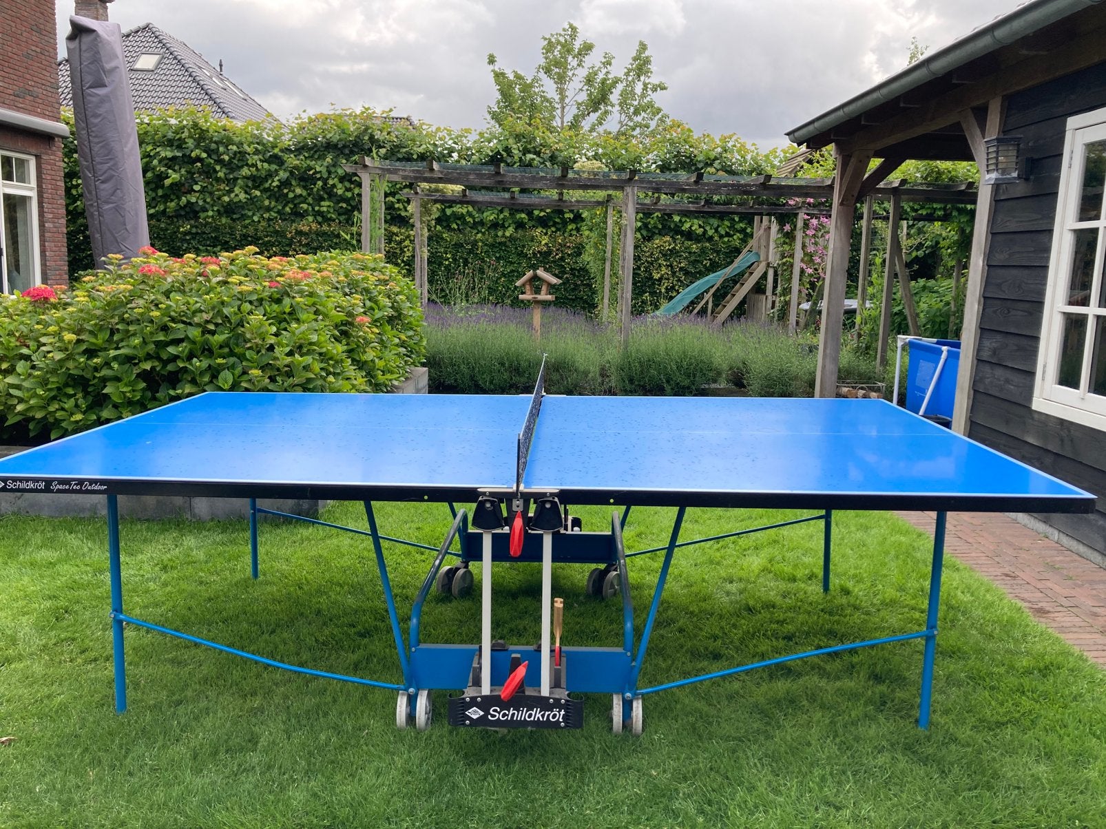 Tafeltennistafel Schildkröt outdoor, Sport en Fitness, Tafeltennis, Ophalen, Zo goed als nieuw, Tafel Outdoor, Verrijdbaar