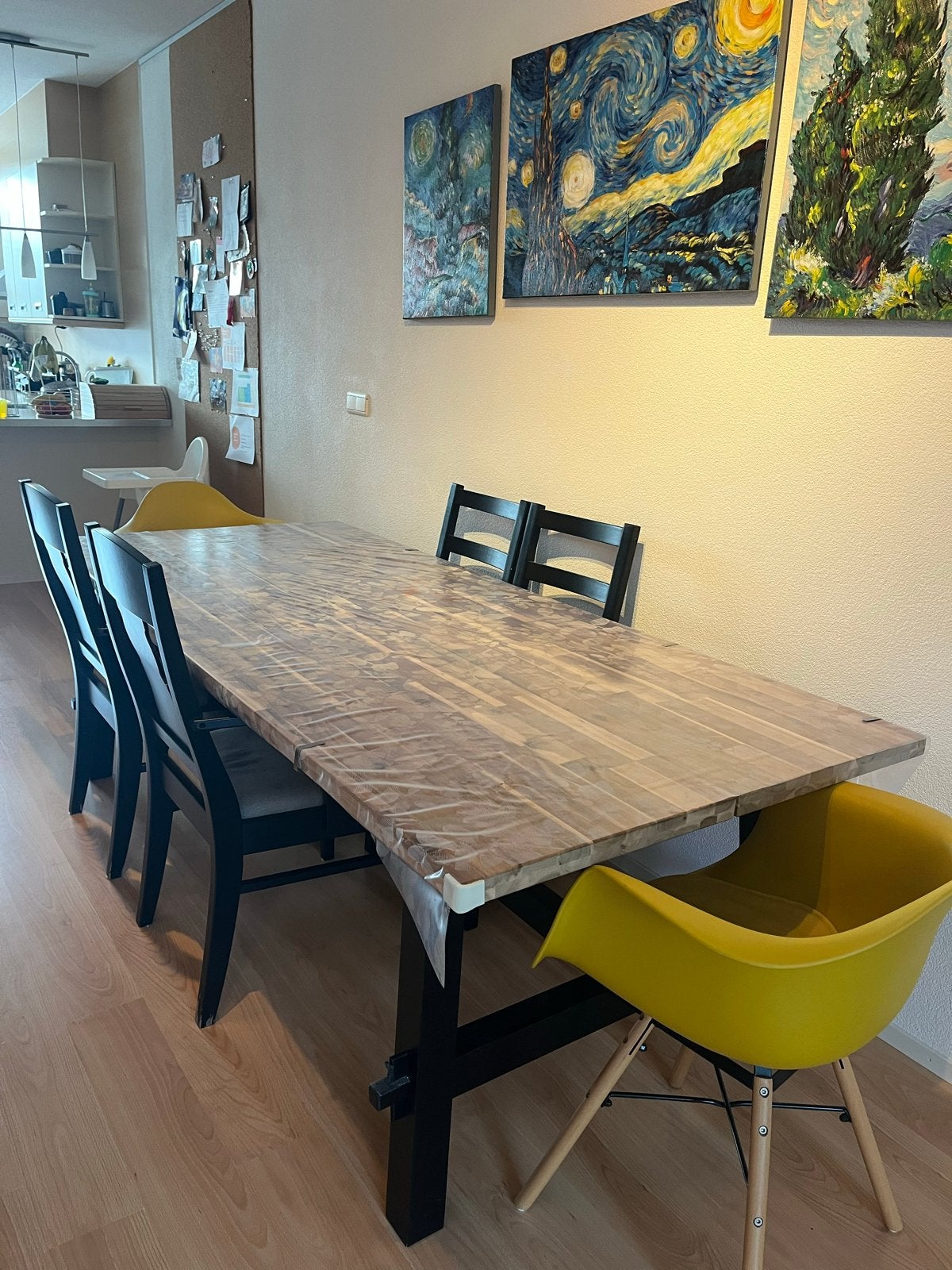 Eettafel met 6 stoelen, Ophalen, Gebruikt, 50 tot 100 cm, Vijf personen of meer