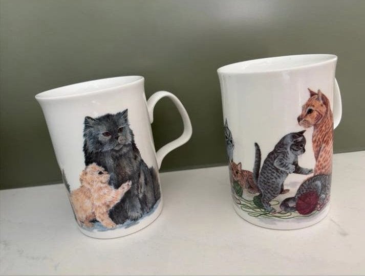 2 vintage Roy Kirkham Cat Lovers mokken, Overige merken, Vintage, Zo goed als nieuw, Porselein